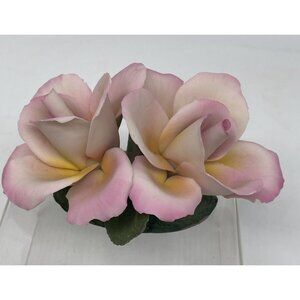Napolean Porcelane D'Arte Italy Double Pink Rose Figurine